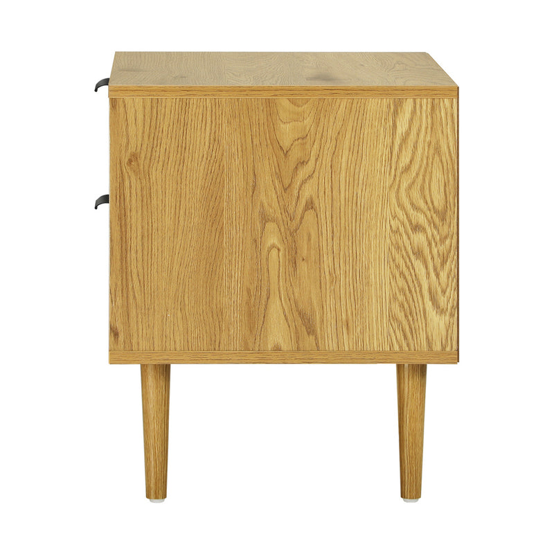 Oikiture Bedside Tables 2 Drawers Side Table Nightstand Storage Cabinet Wood and White