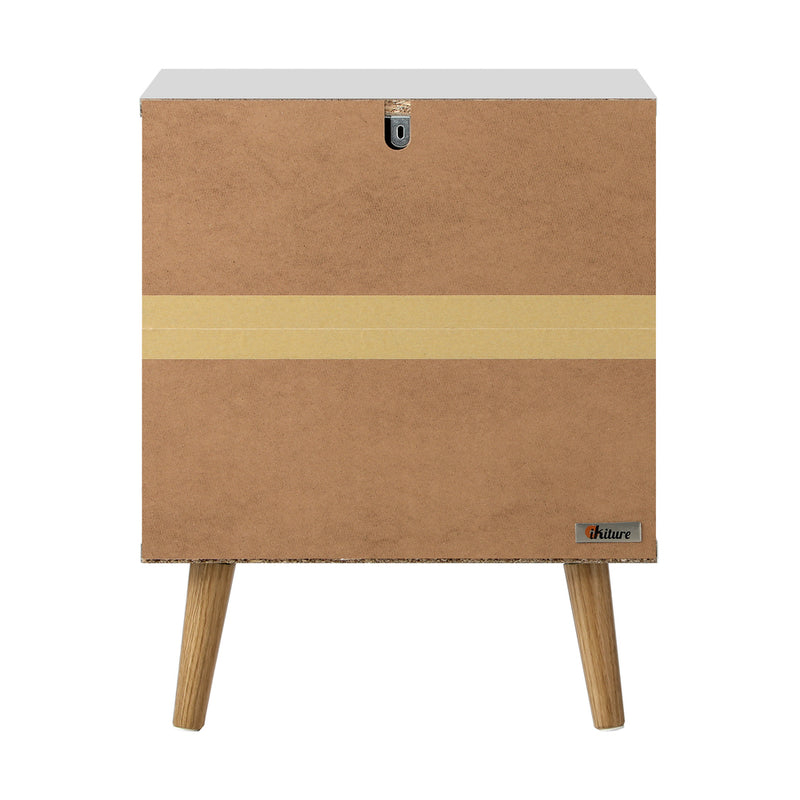 Oikiture Bedside Tables 2 Drawers Air Gap Handle White