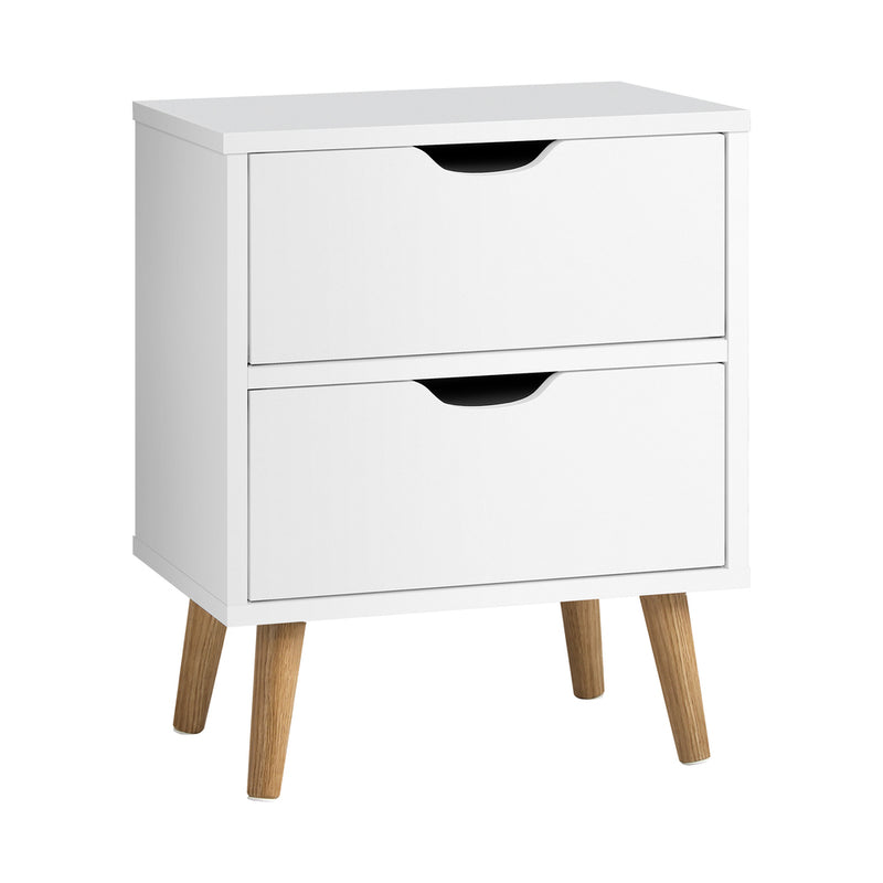 Oikiture Bedside Tables Set of 2 White