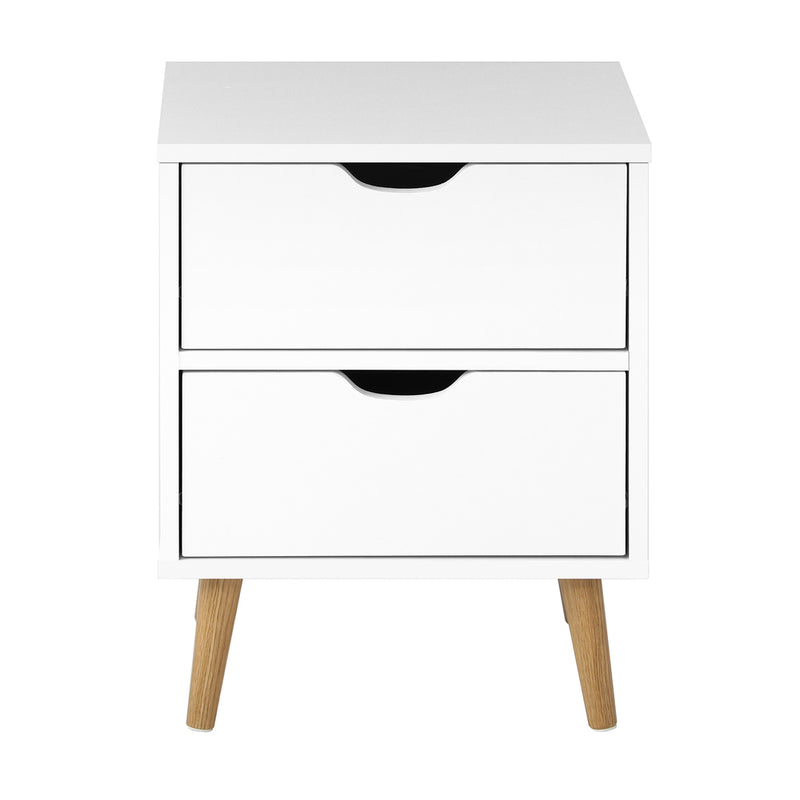 Oikiture Bedside Tables Set of 2 White