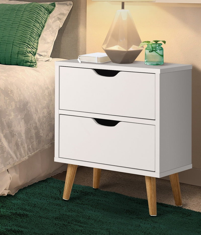 Oikiture Bedside Tables Set of 2 White