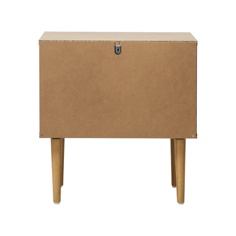 Oikiture 2pc Bedside Table 2 Drawers Side Table Metal Handle Natural