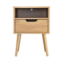 Oikiture Bedside Table Handle-Free Open Shelf Wood