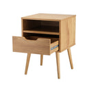 Oikiture Bedside Table Handle-Free Open Shelf Wood