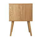 Oikiture Bedside Table Handle-Free Open Shelf Wood