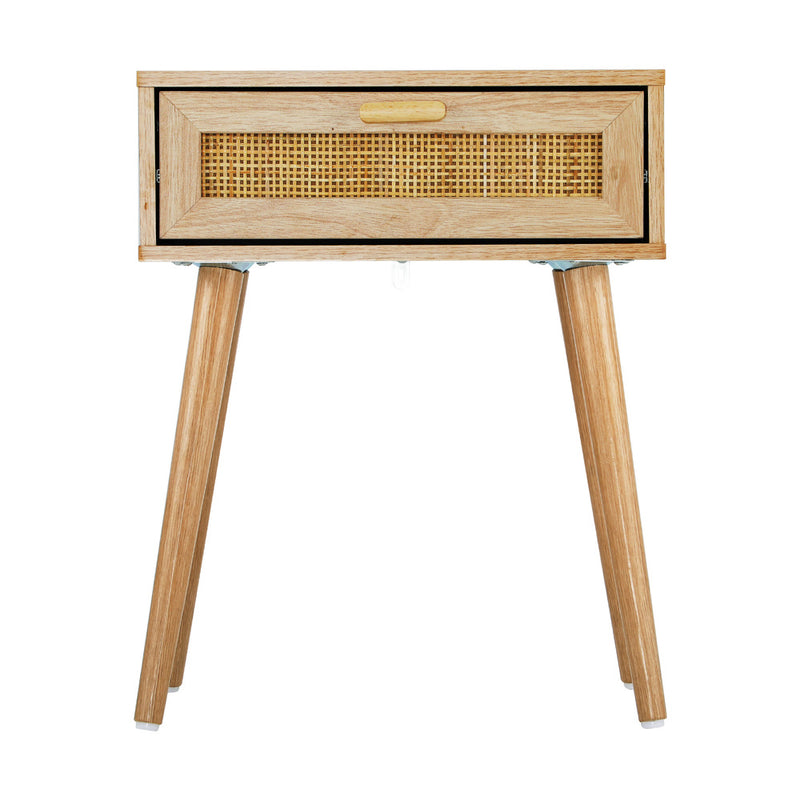 Oikiture Bedside Tables Set of 2 Rattan