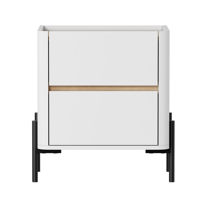 Oikiture Bedside Table 2 Drawer Nightstand Handle-Free White
