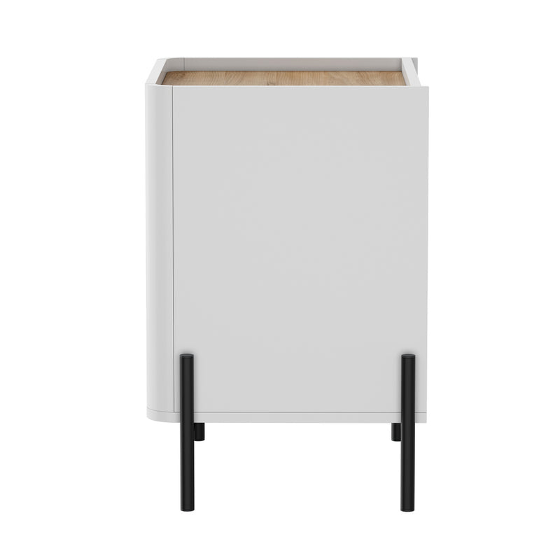 Oikiture 2PC Bedside Table 3 Drawer Nightstand Handle-Free White