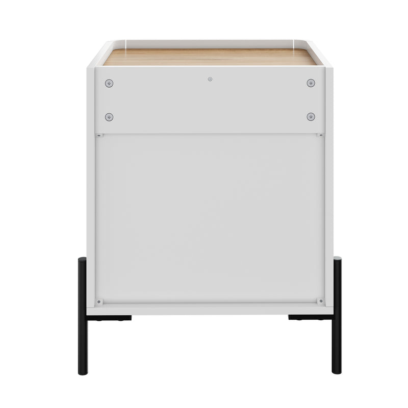 Oikiture 2PC Bedside Table 3 Drawer Nightstand Handle-Free White