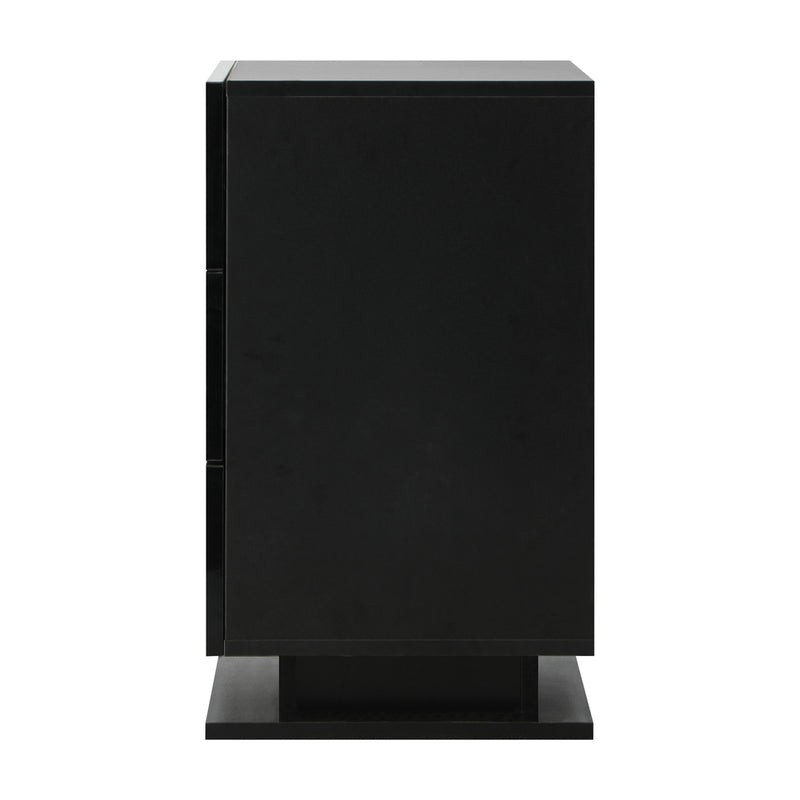 Oikiture LED Bedside Table RGB 3 Drawers Black