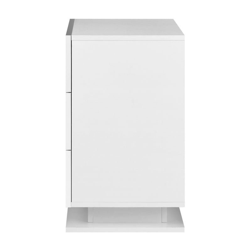 Oikiture LED Bedside Table RGB 3 Drawers White