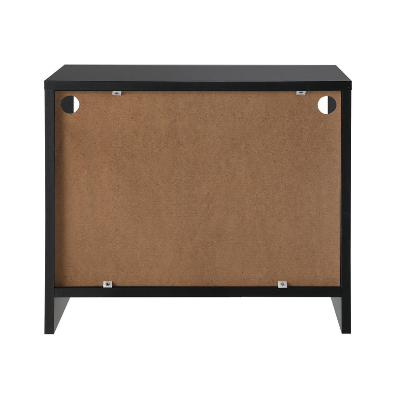 Oikiture Bedside Tables RGB LED High Gloss Black