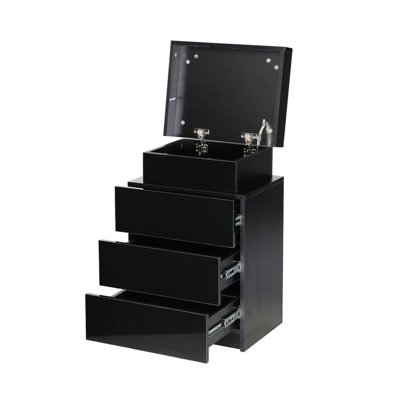 Oikiture Bedside Table RGB LED 3 Drawers Black