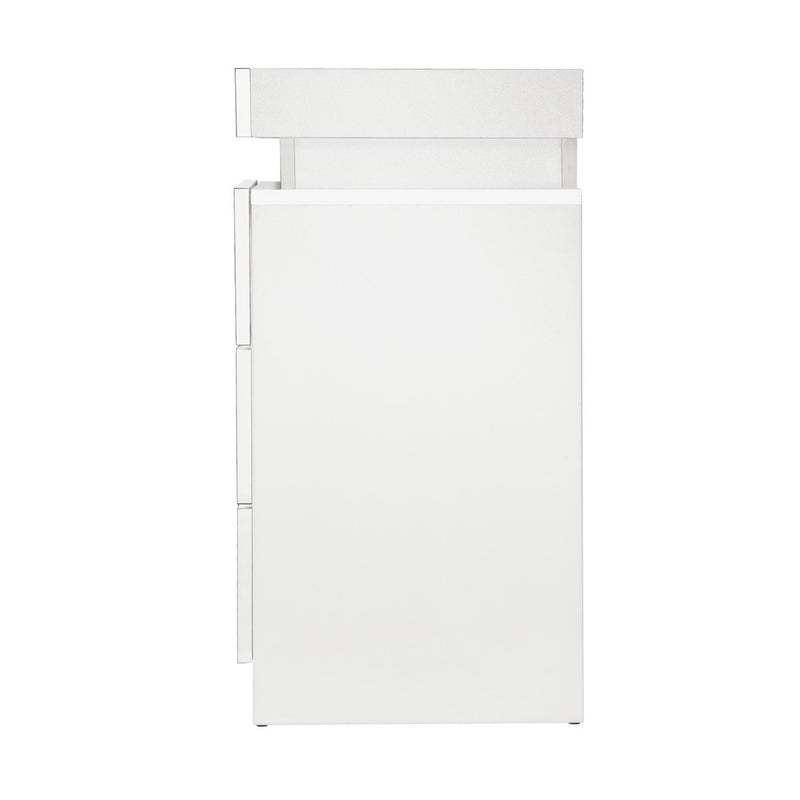 Oikiture Bedside Table RGB LED 3 Drawers White
