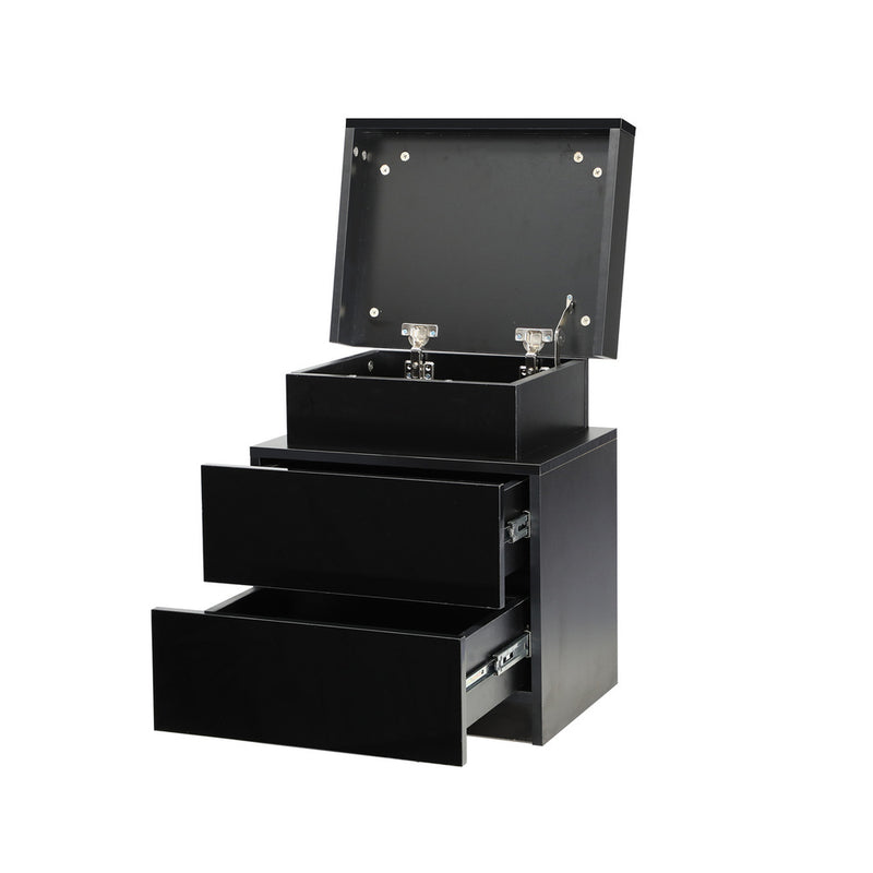 Oikiture Bedside Table RGB LED 2 Drawers Black