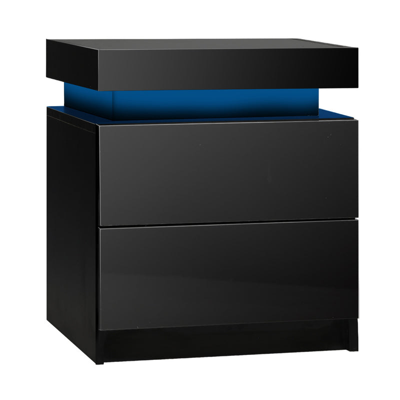 Oikiture Bedside Tables Set of 2 LED Nightstand Side Table