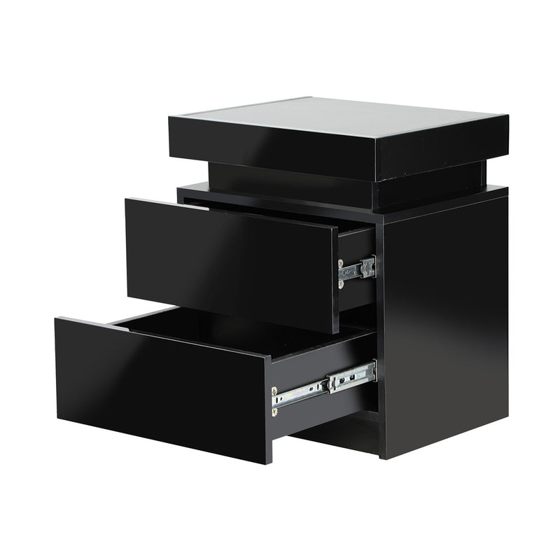 Oikiture Bedside Tables Set of 2 LED Nightstand Side Table