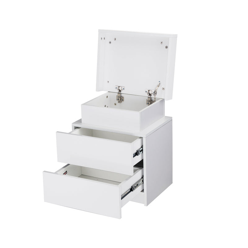 Oikiture Bedside Table RGB LED 2 Drawers White