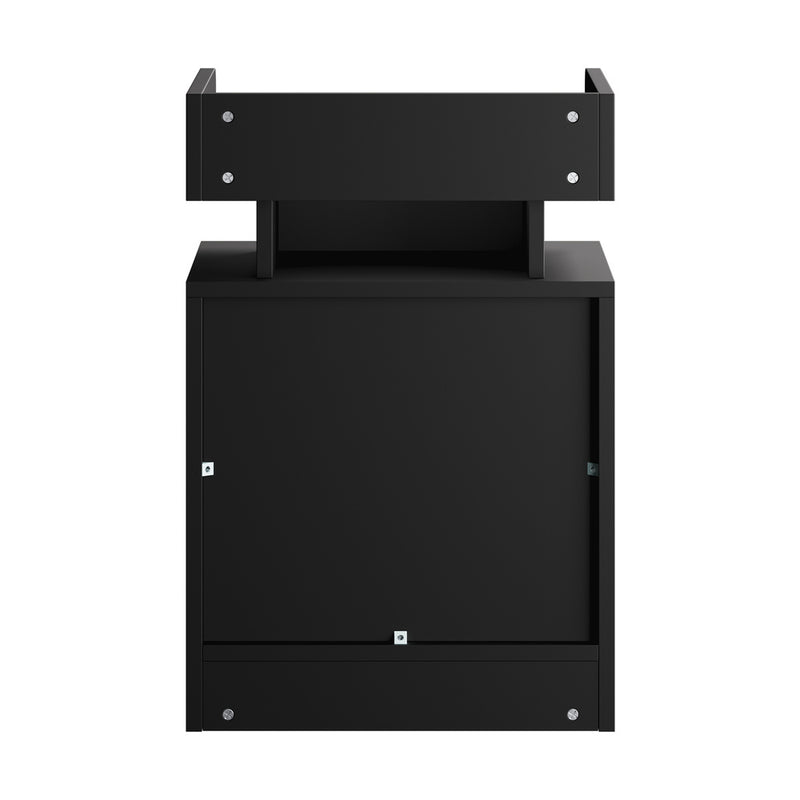 Oikiture 2x LED Bedside Table USB Charging Station Black