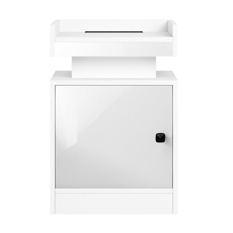 Oikiture LED Bedside Table USB Charging Station White