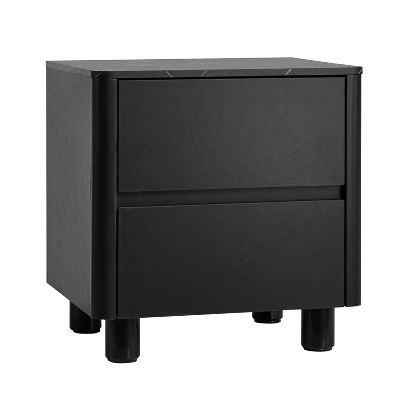 Oikiture Bedside Table 2 Drawers Storage Cabinet Nightstand Black