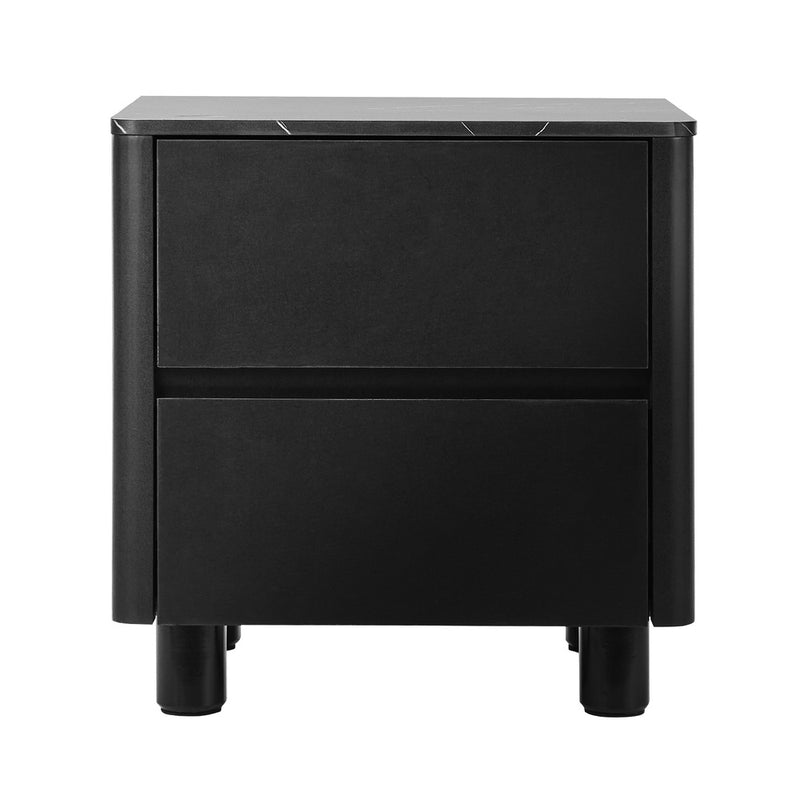 Oikiture Bedside Table 2 Drawers Storage Cabinet Nightstand Black