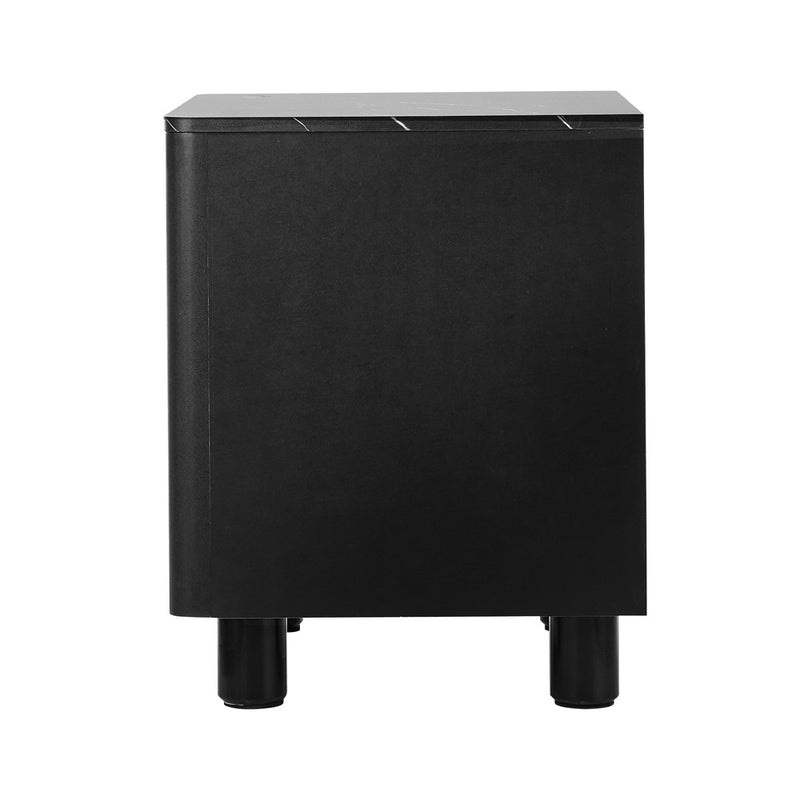 Oikiture 2x Bedside Table 2 Drawers Storage Cabinet Nightstand Black