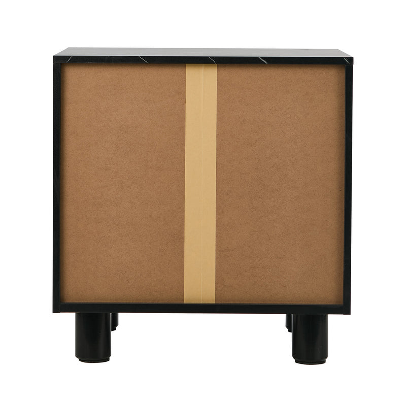 Oikiture 2x Bedside Table 2 Drawers Storage Cabinet Nightstand Black