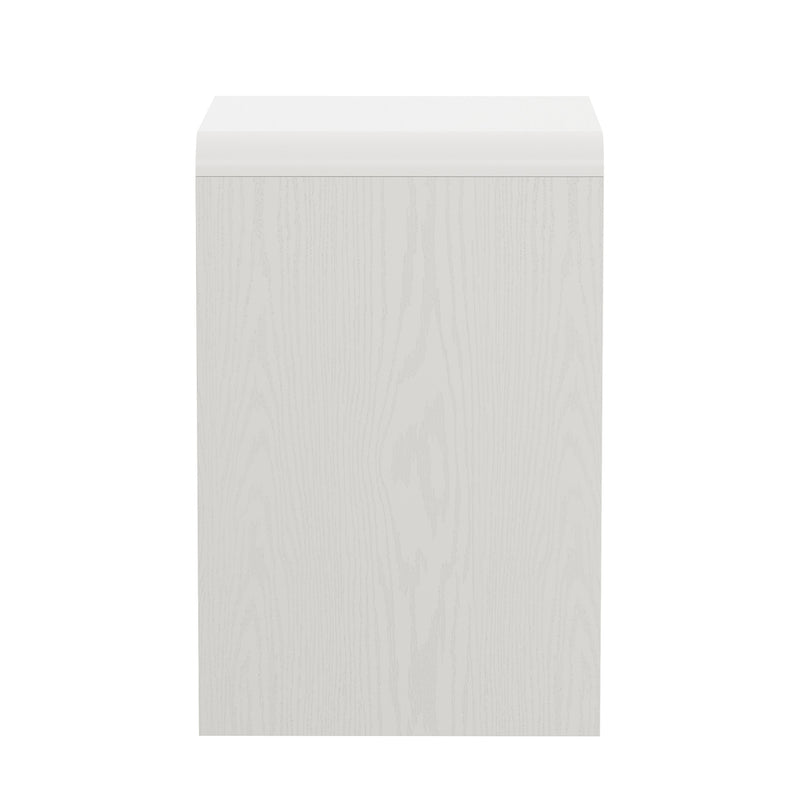 Oikiture Bedside Table Open Shelf Handle-Free Drawers White