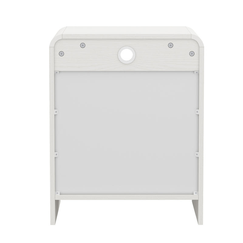 Oikiture Bedside Table Open Shelf Handle-Free Drawers White