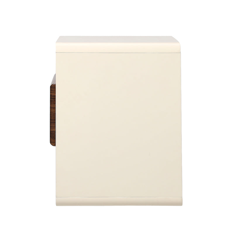 Oikiture Bedside Table With Drawer Open Shelves Retro-Modern