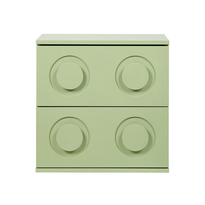 Oikiture Bedside Table 2 Drawers Nightstand Side Storage Cabinet Green