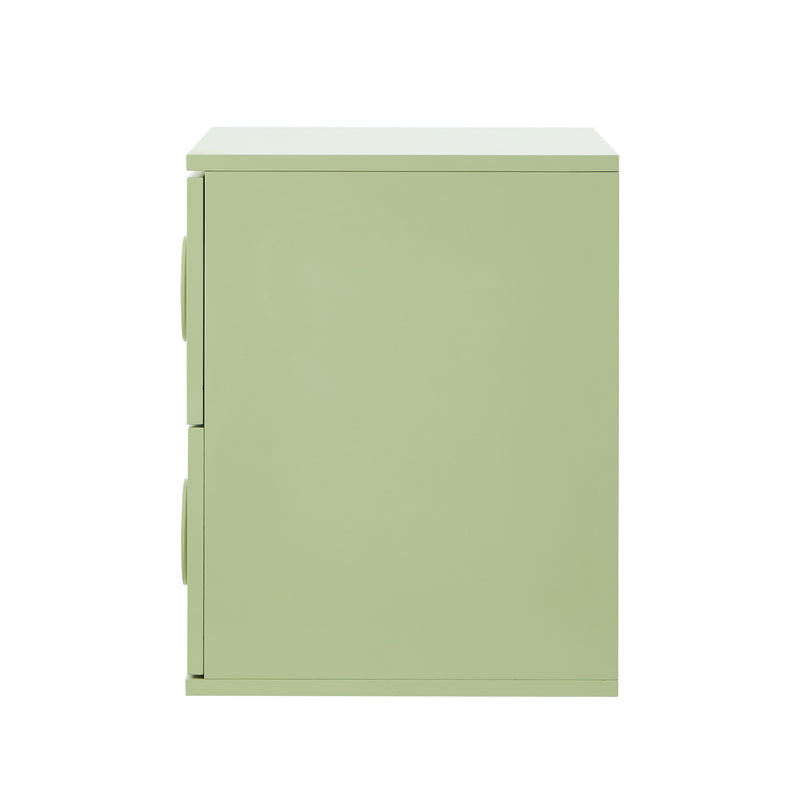 Oikiture Bedside Table 2 Drawers Nightstand Side Storage Cabinet Green