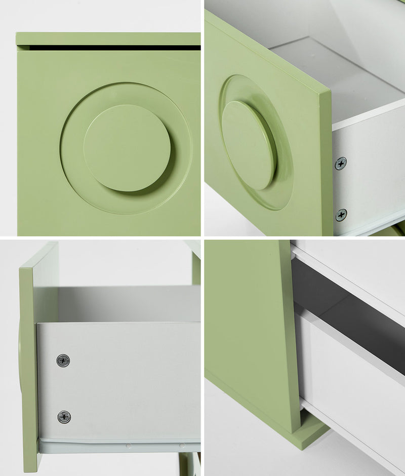 Oikiture Bedside Table 2 Drawers Nightstand Side Storage Cabinet Green