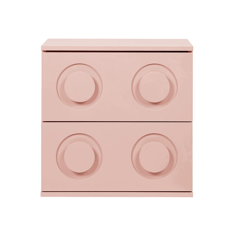 Oikiture Bedside Table 2 Drawers Nightstand Side Storage Cabinet Pink