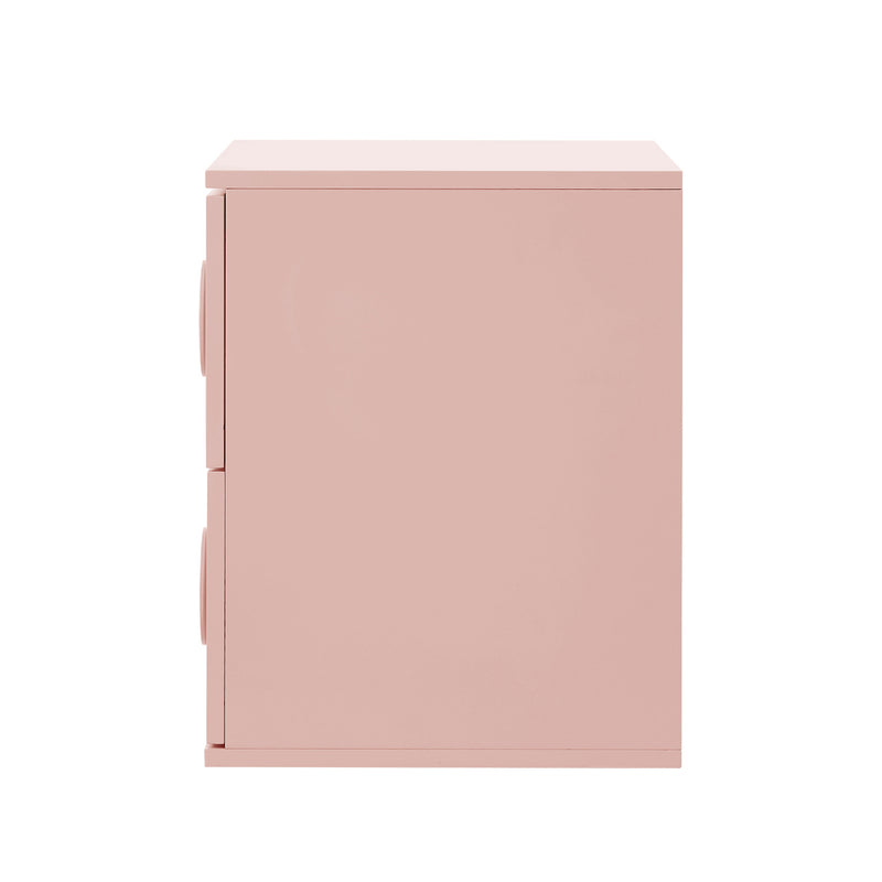 Oikiture Bedside Table 2 Drawers Nightstand Side Storage Cabinet Pink