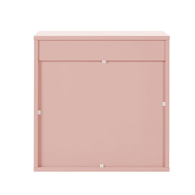 Oikiture Bedside Table 2 Drawers Nightstand Side Storage Cabinet Pink