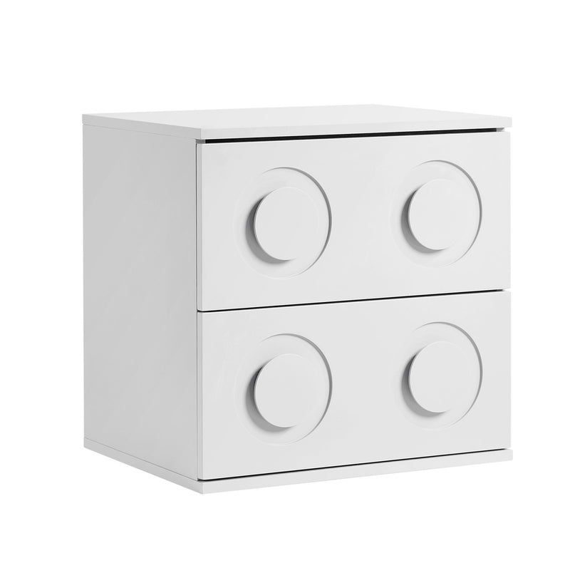Oikiture Bedside Table 2 Drawers Nightstand Side Storage Cabinet White