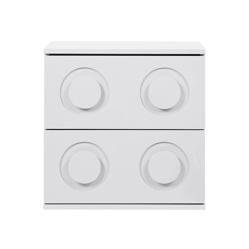 Oikiture Bedside Table 2 Drawers Nightstand Side Storage Cabinet White
