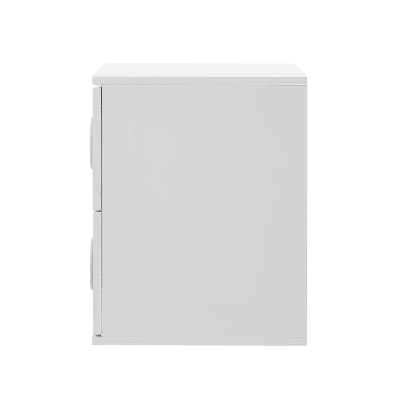 Oikiture Bedside Table 2 Drawers Nightstand Side Storage Cabinet White