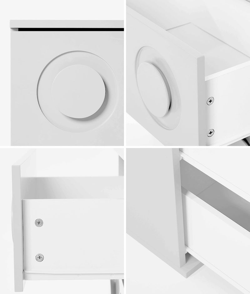 Oikiture Bedside Table 2 Drawers Nightstand Side Storage Cabinet White