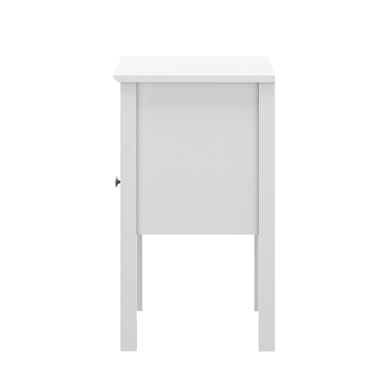 Oikiture 2 Bedside Tables with Drawer and Shelf Farmhouse Style White