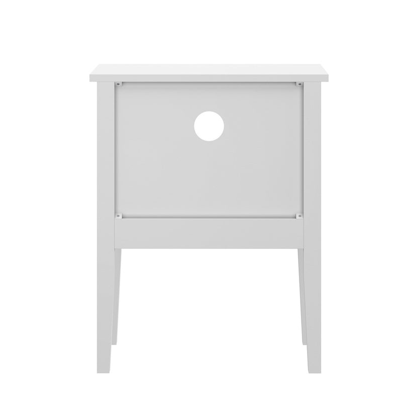 Oikiture 2 Bedside Tables with Drawer and Shelf Farmhouse Style White
