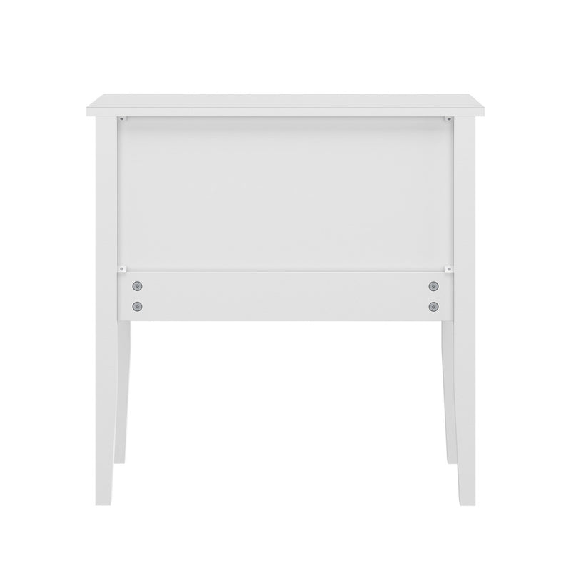 Oikiture Farmhouse Bedside Table 2 Drawer White Nightstand Storage