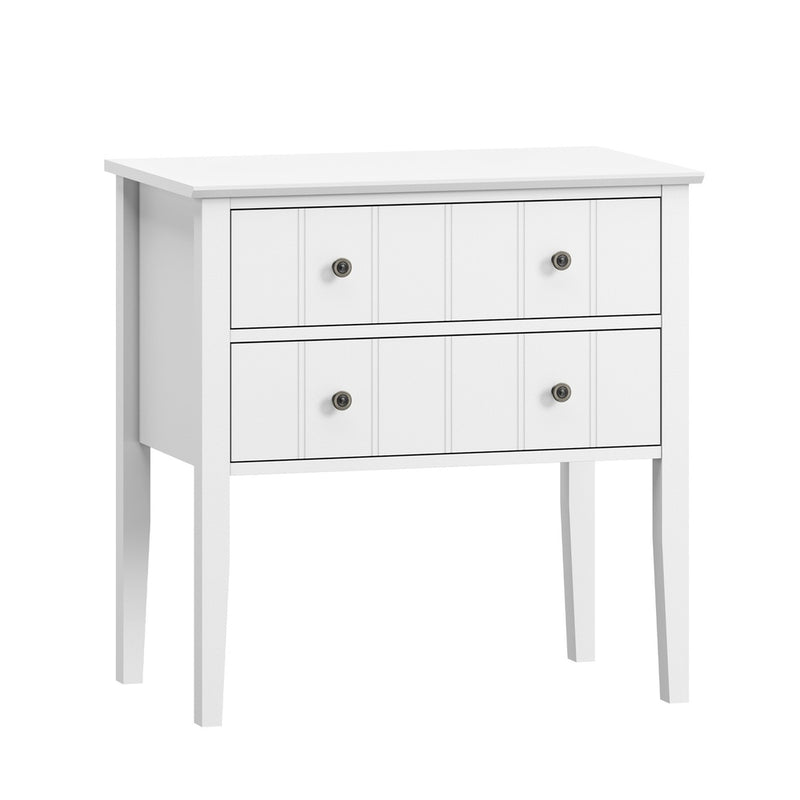 Oikiture 2 Bedside Tables 2 Drawer Farmhouse Nightstands Cabinet White