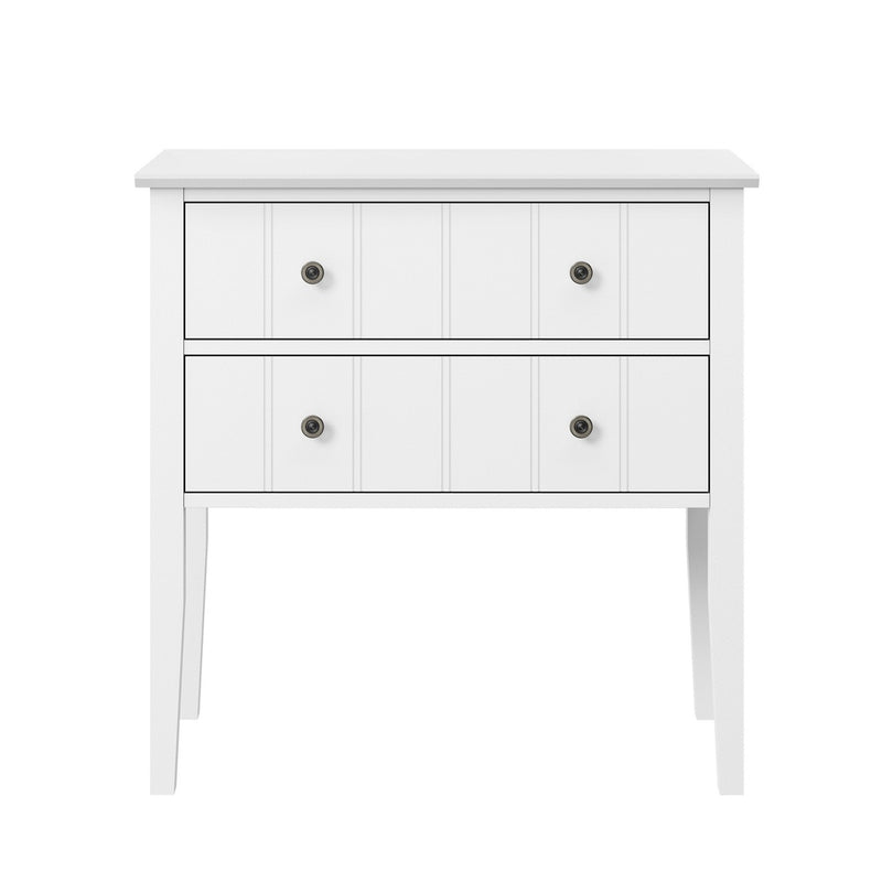 Oikiture 2 Bedside Tables 2 Drawer Farmhouse Nightstands Cabinet White
