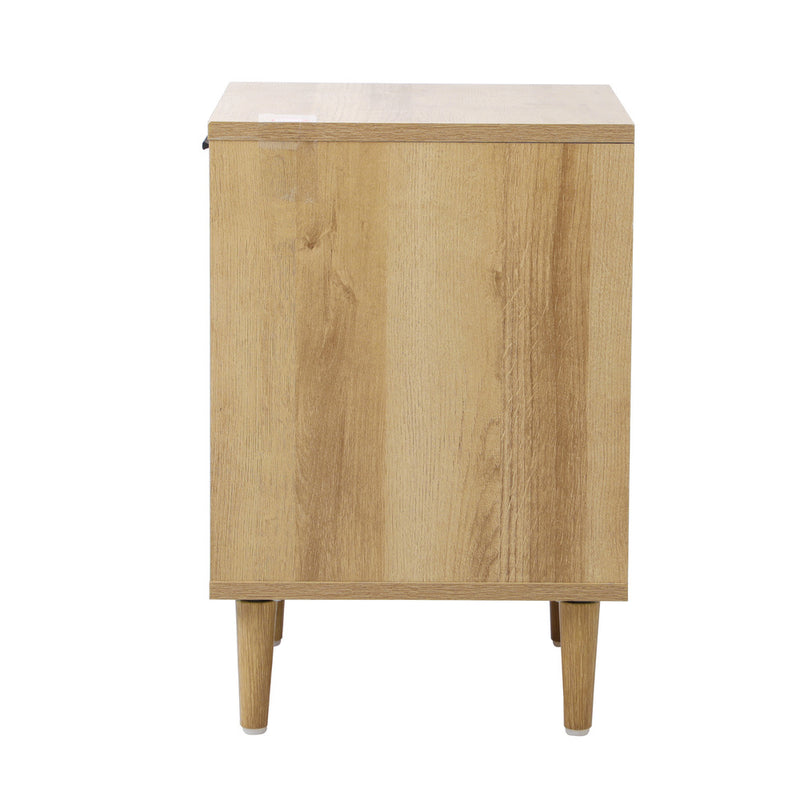 Oikiture Bedside Table Nightstand Bedroom Storage Cabinet Natural