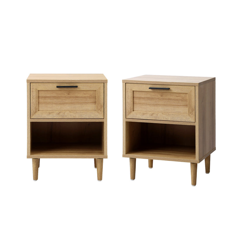 Oikiture Bedside Tables Set of 2 Nightstand Natural