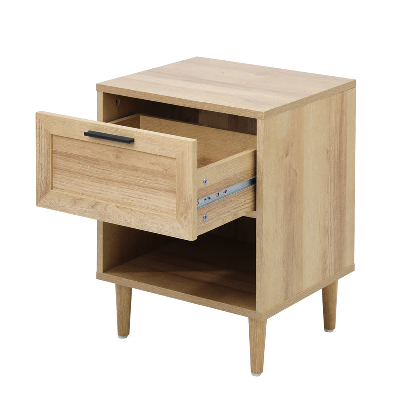 Oikiture Bedside Tables Set of 2 Nightstand Natural