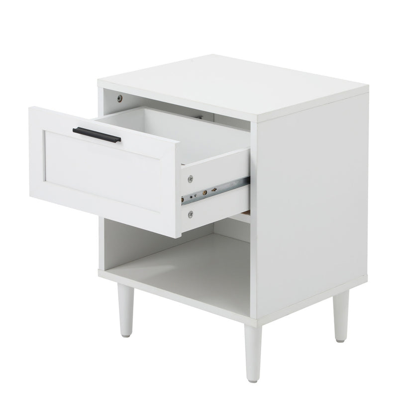 Oikiture Bedside Table Nightstand Bedroom Storage Cabinet White